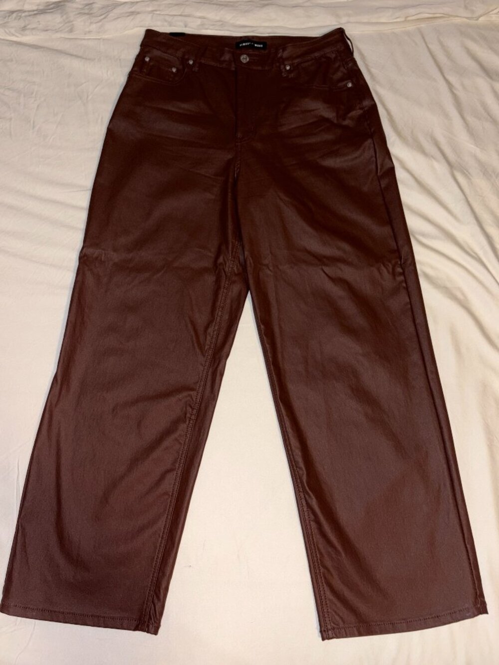 Almost Famous Brown Coated Faux Leather Look Pants Size 13
